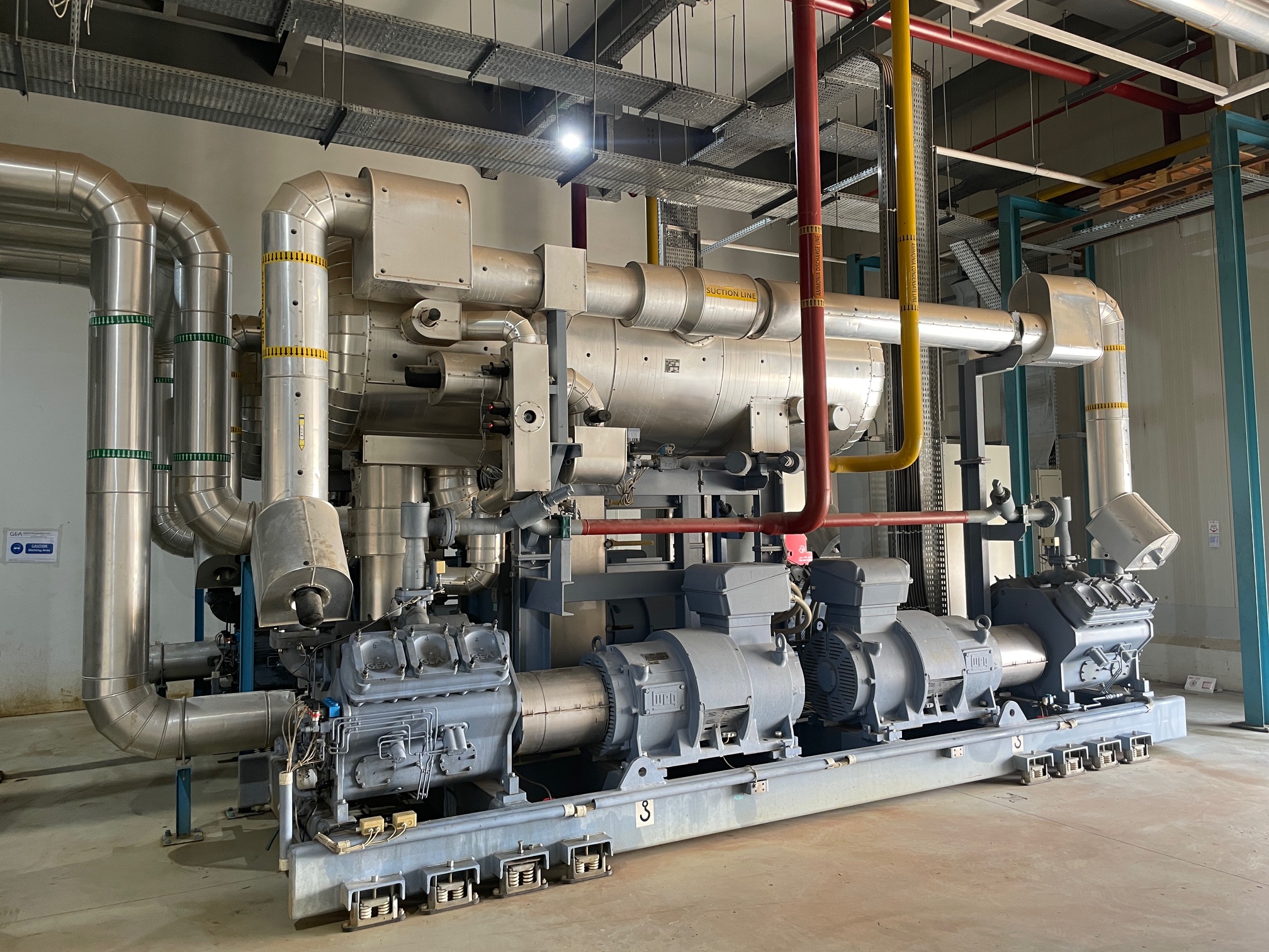 Industrial compressor skid in operation